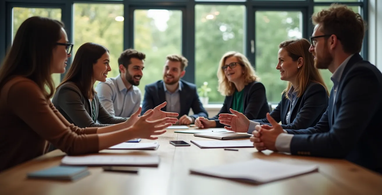 Multigenerationeel team in overleg volgens Nederlands poldermodel
