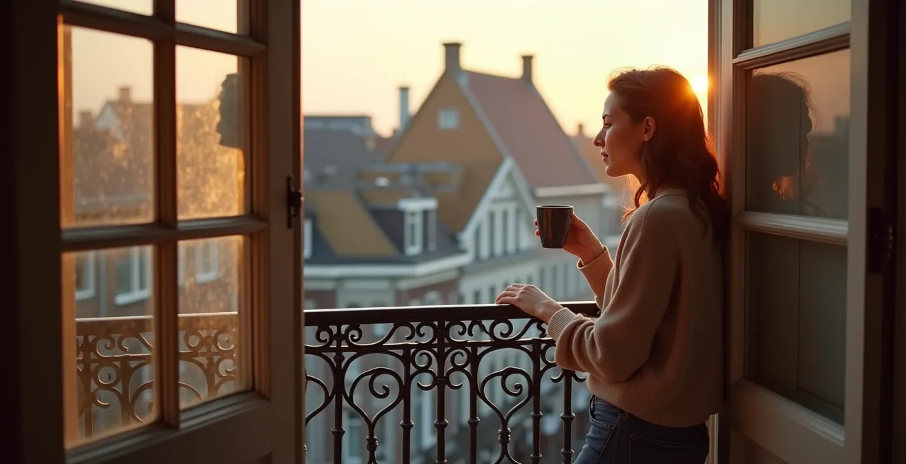 Frans balkon met openslaande deuren in een Nederlandse dakkapel