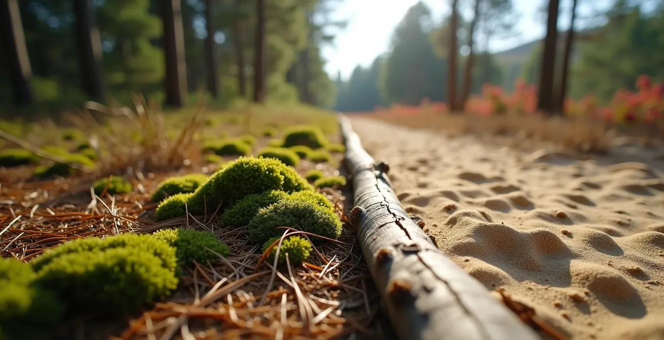 Contrast tussen beschut dennenbos en open heideveld voor mentale rust