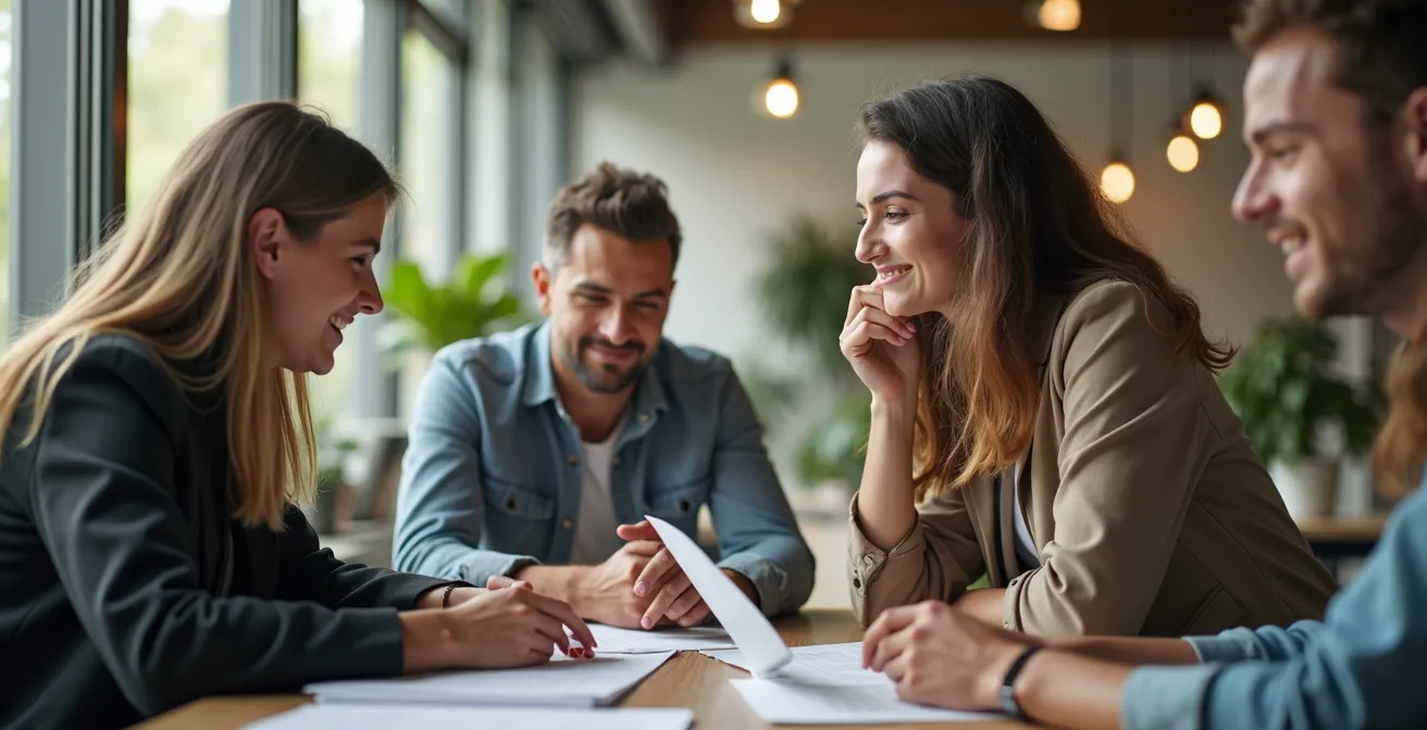 Jonge Nederlandse professionals in modern duurzaam kantoor