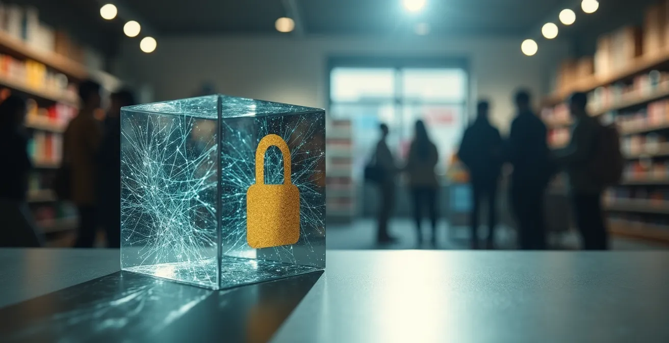 Symbolische weergave van veilige data-analyse met slot en analytics patronen