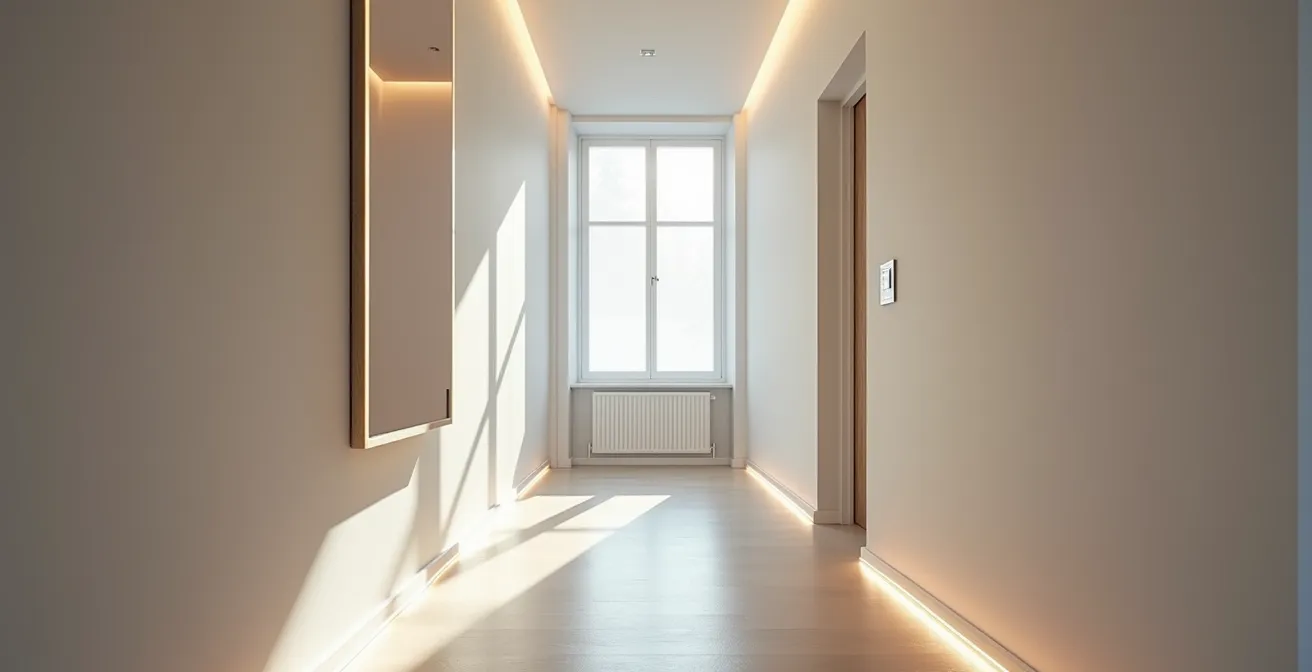 Een smalle Nederlandse pijpenla visueel vergroot met lichte kleuren en slimme verlichting