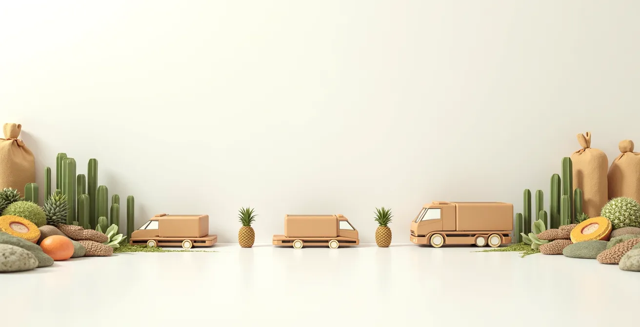 Visualisatie van wereldwijde toeleveringsketen voor vegan sneakers